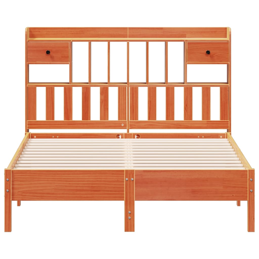 Bookcase Bed without Mattress Wax Brown 140x190 cm Solid Wood Pine