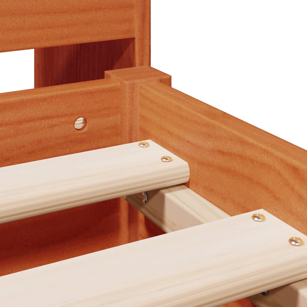 Bookcase Bed without Mattress Wax Brown 200x200cm Solid Wood Pine