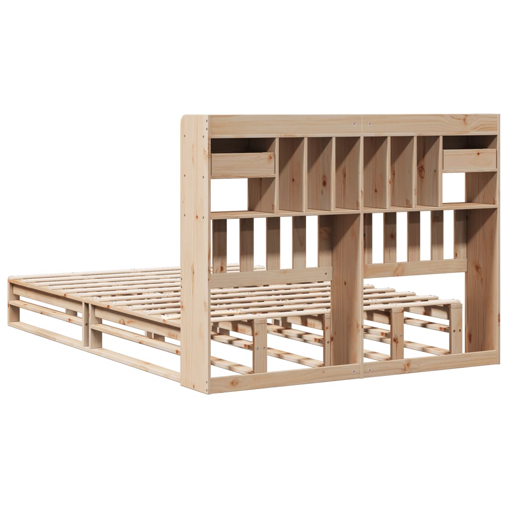 Bookcase Bed without Mattress 140x200 cm Solid Wood Pine