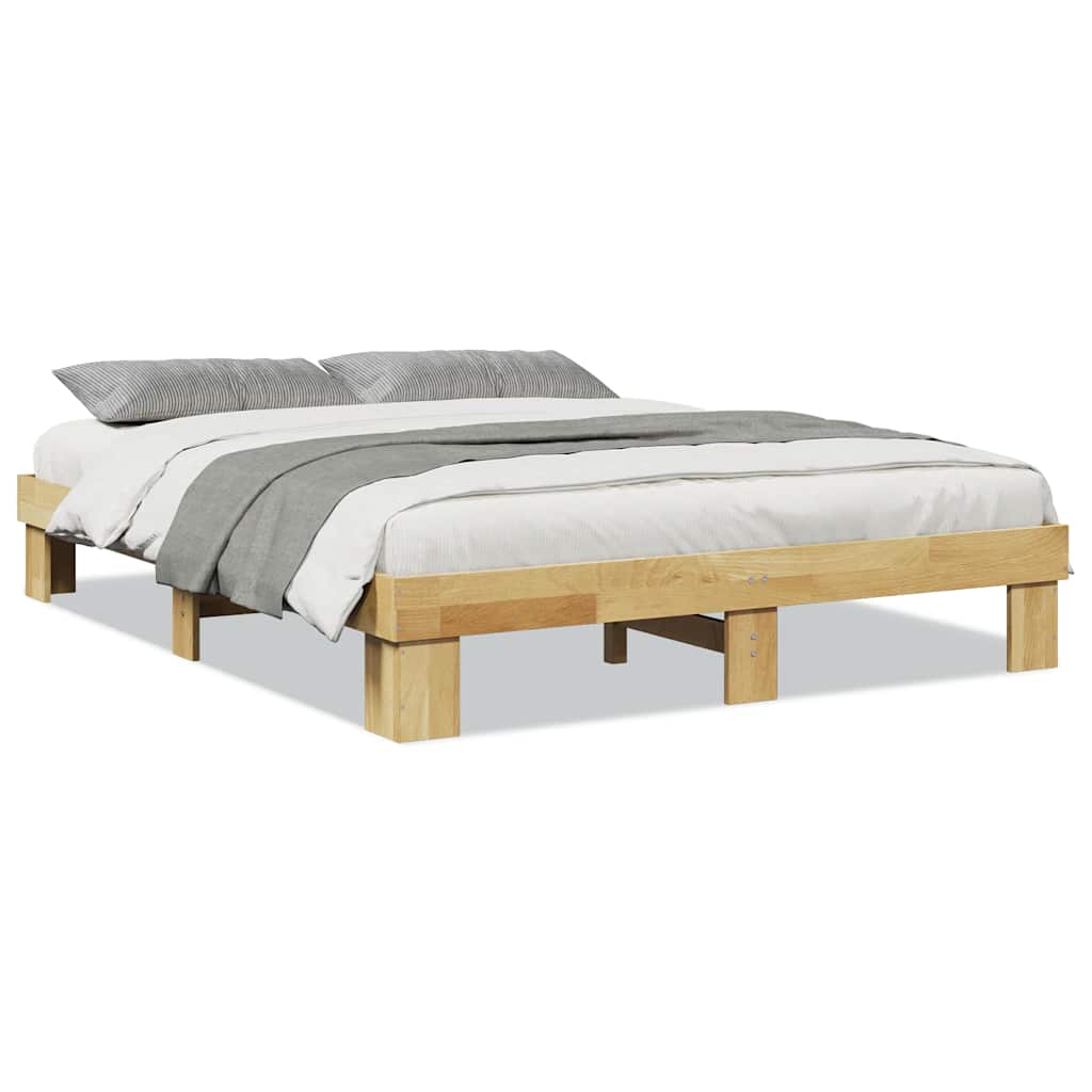 Bed Frame without Mattress 135x190 cm Double Solid Wood Oak