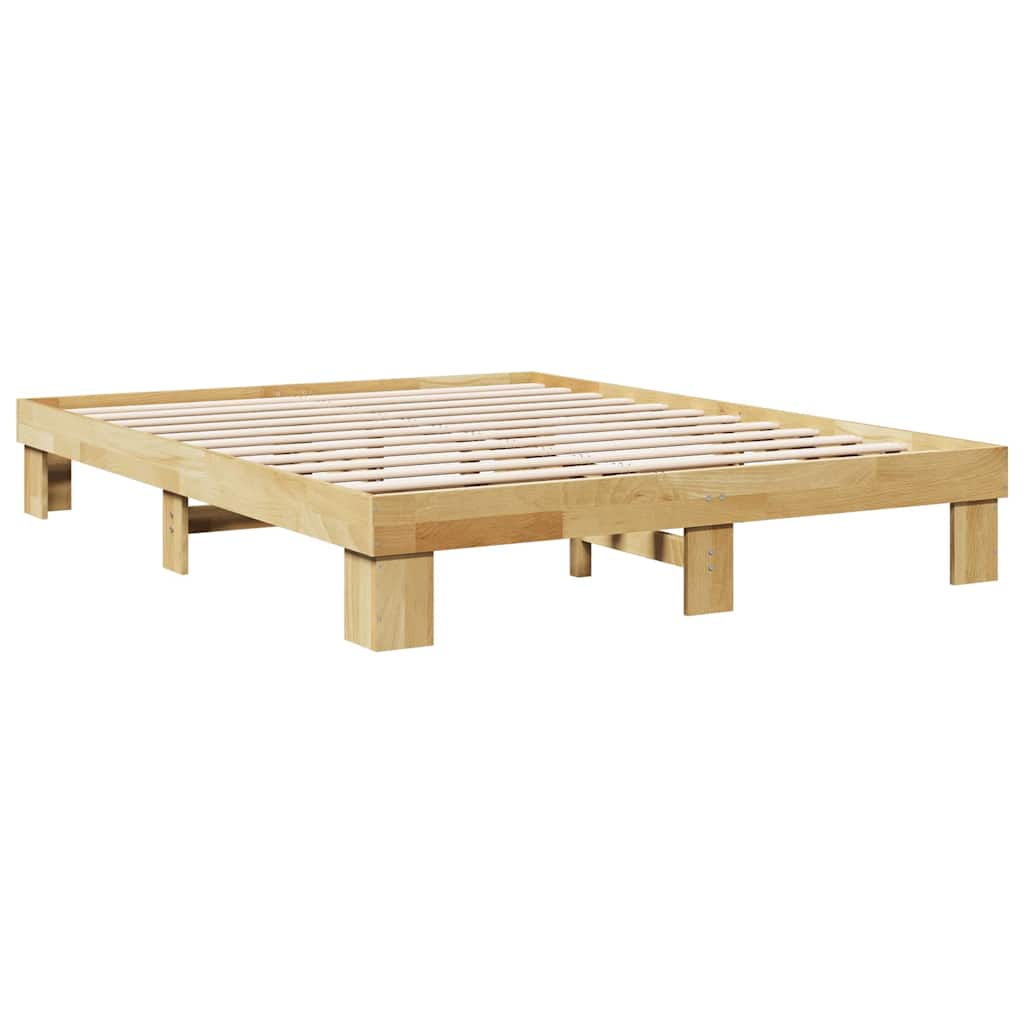 Bed Frame without Mattress 135x190 cm Double Solid Wood Oak