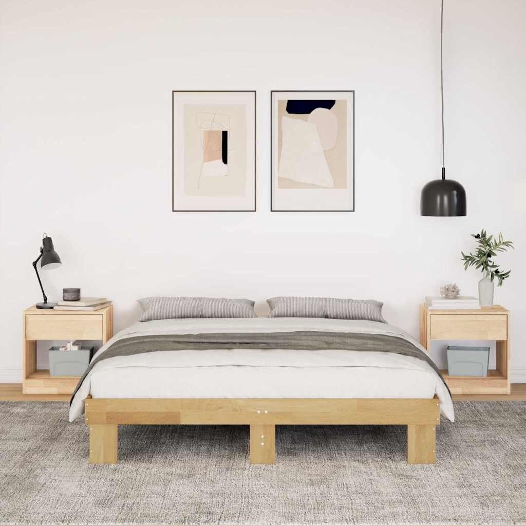 Bed Frame without Mattress 135x190 cm Double Solid Wood Oak