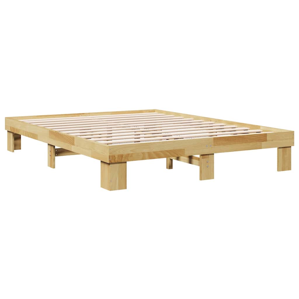 Bed Frame without Mattress 135x190 cm Double Solid Wood Oak
