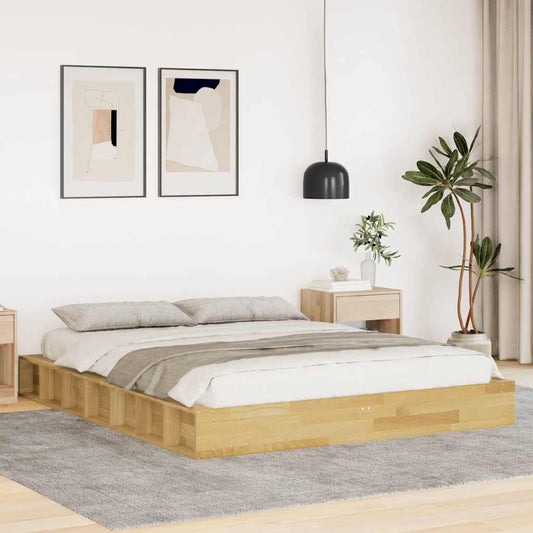 Bed Frame without Mattress 140x200 cm Solid Wood Oak