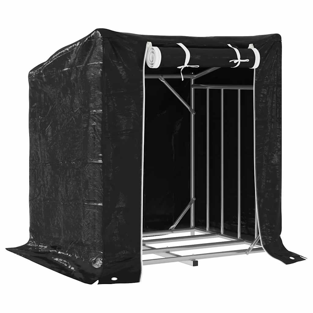 Firewood Rack with Rain Cover 100.5x80.5x110.5 cm Galvanised Steel