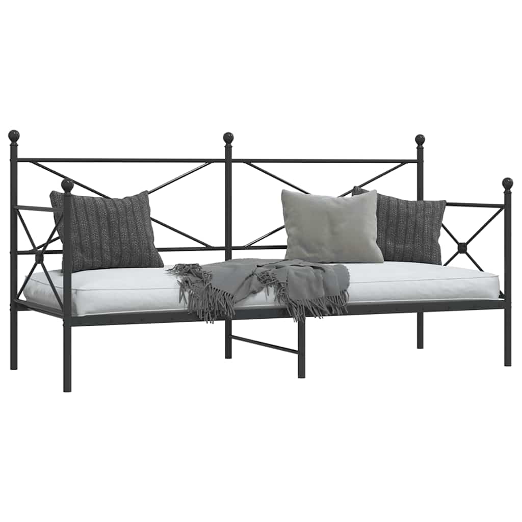 Day Bed without Mattress Black 90x190 cm Steel