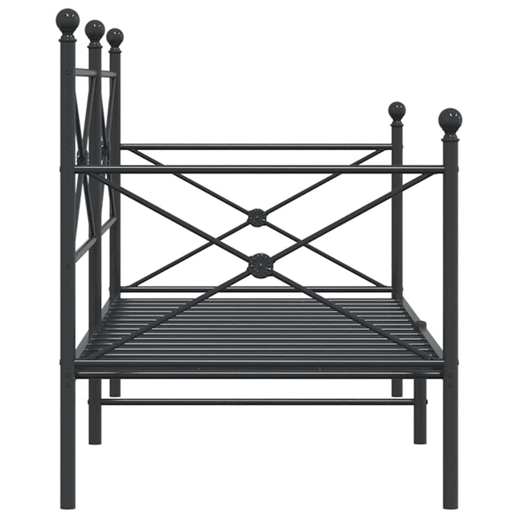 Day Bed without Mattress Black 90x190 cm Steel