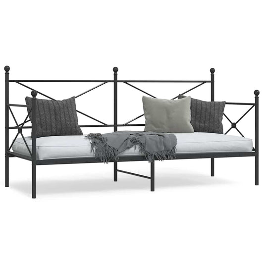 Day Bed without Mattress Black 90x190 cm Steel