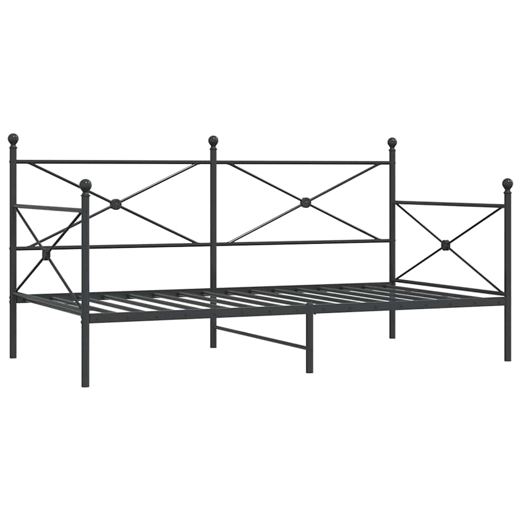 Day Bed without Mattress Black 107x203 cm Steel