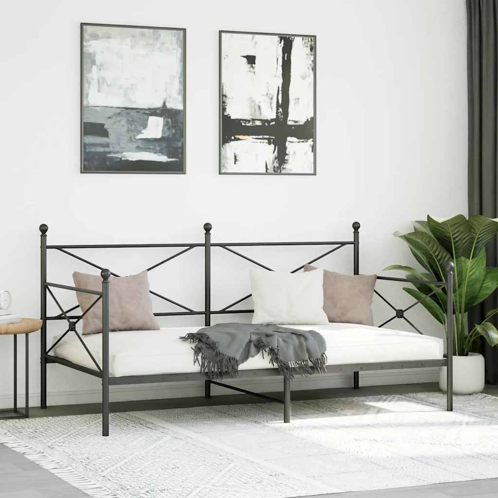 Day Bed without Mattress Black 107x203 cm Steel