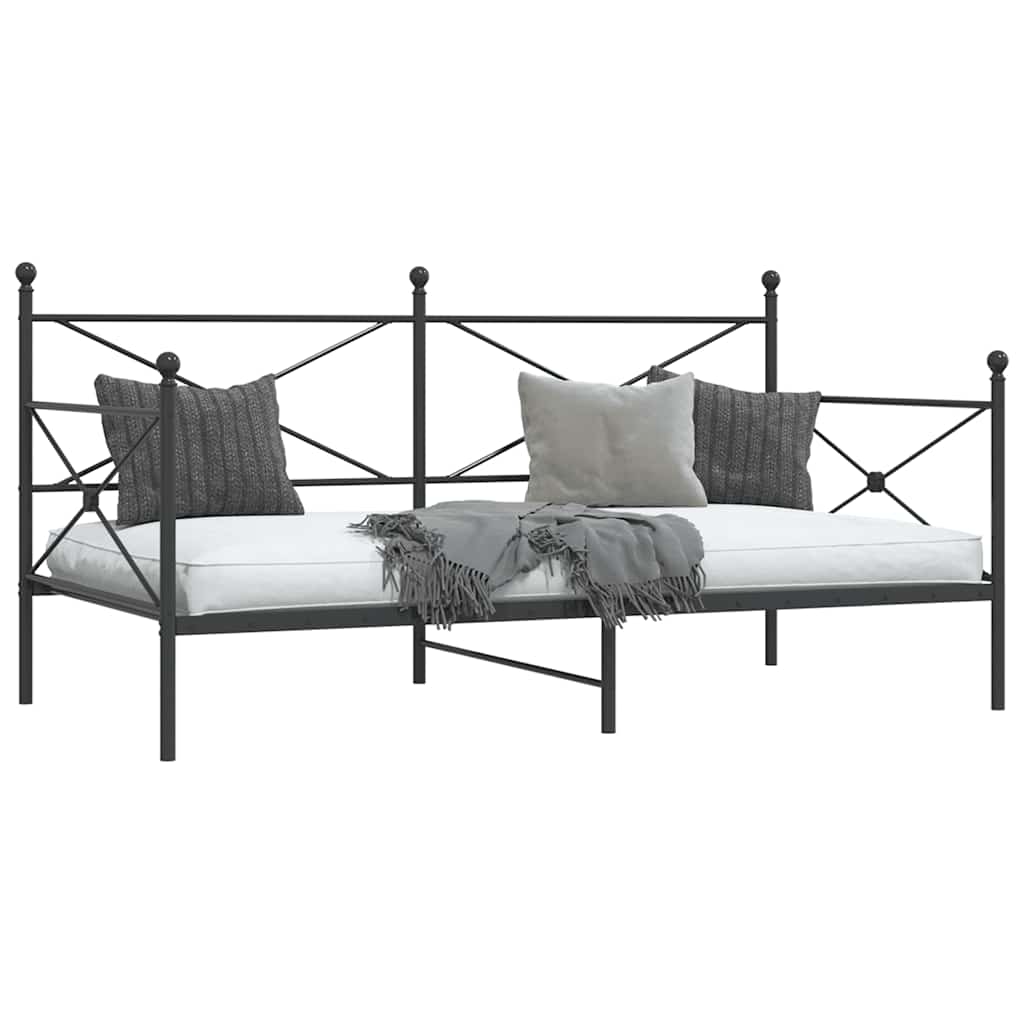 Day Bed without Mattress Black 107x203 cm Steel