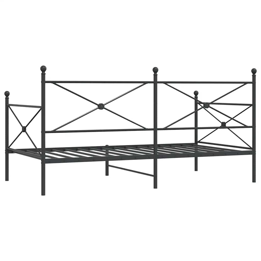 Day Bed without Mattress Black 107x203 cm Steel