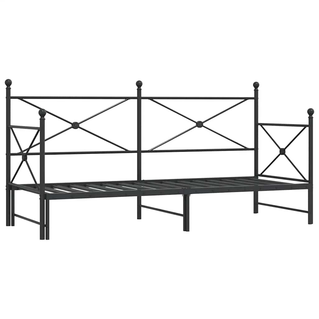 Daybed with Trundle without Mattress Black 80x200 cm Steel