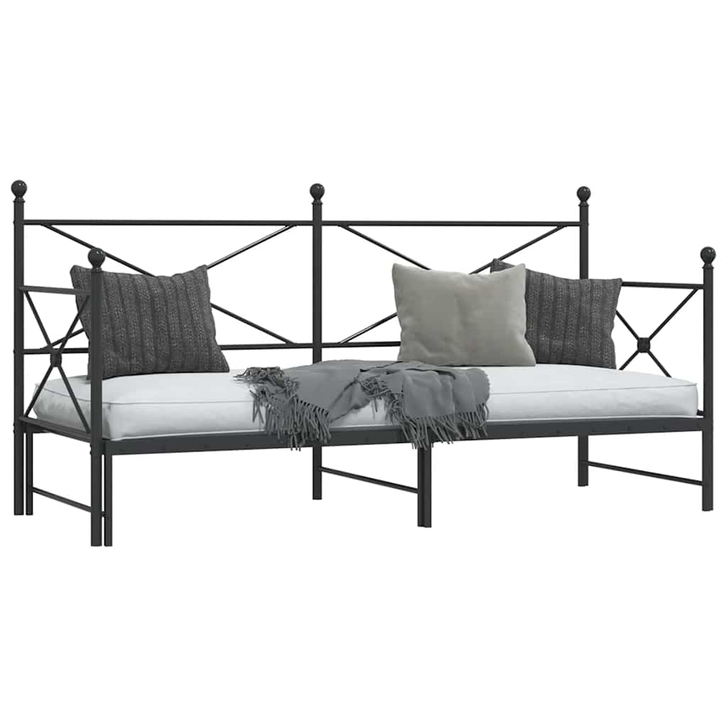 Daybed with Trundle without Mattress Black 80x200 cm Steel