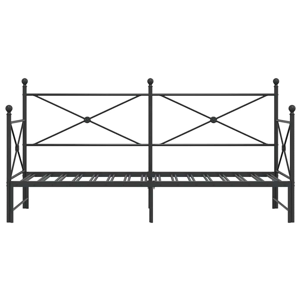 Daybed with Trundle without Mattress Black 80x200 cm Steel