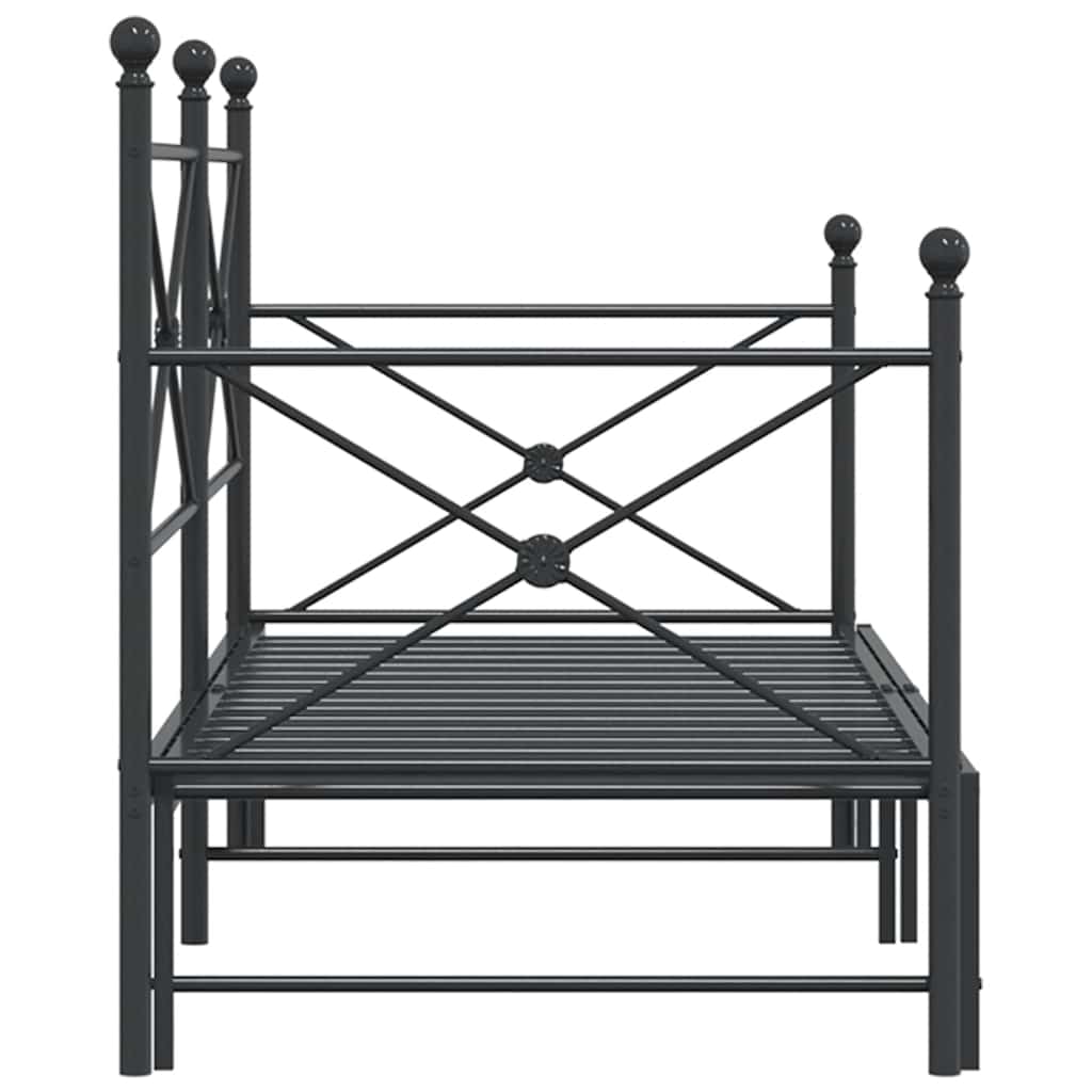 Daybed with Trundle without Mattress Black 80x200 cm Steel