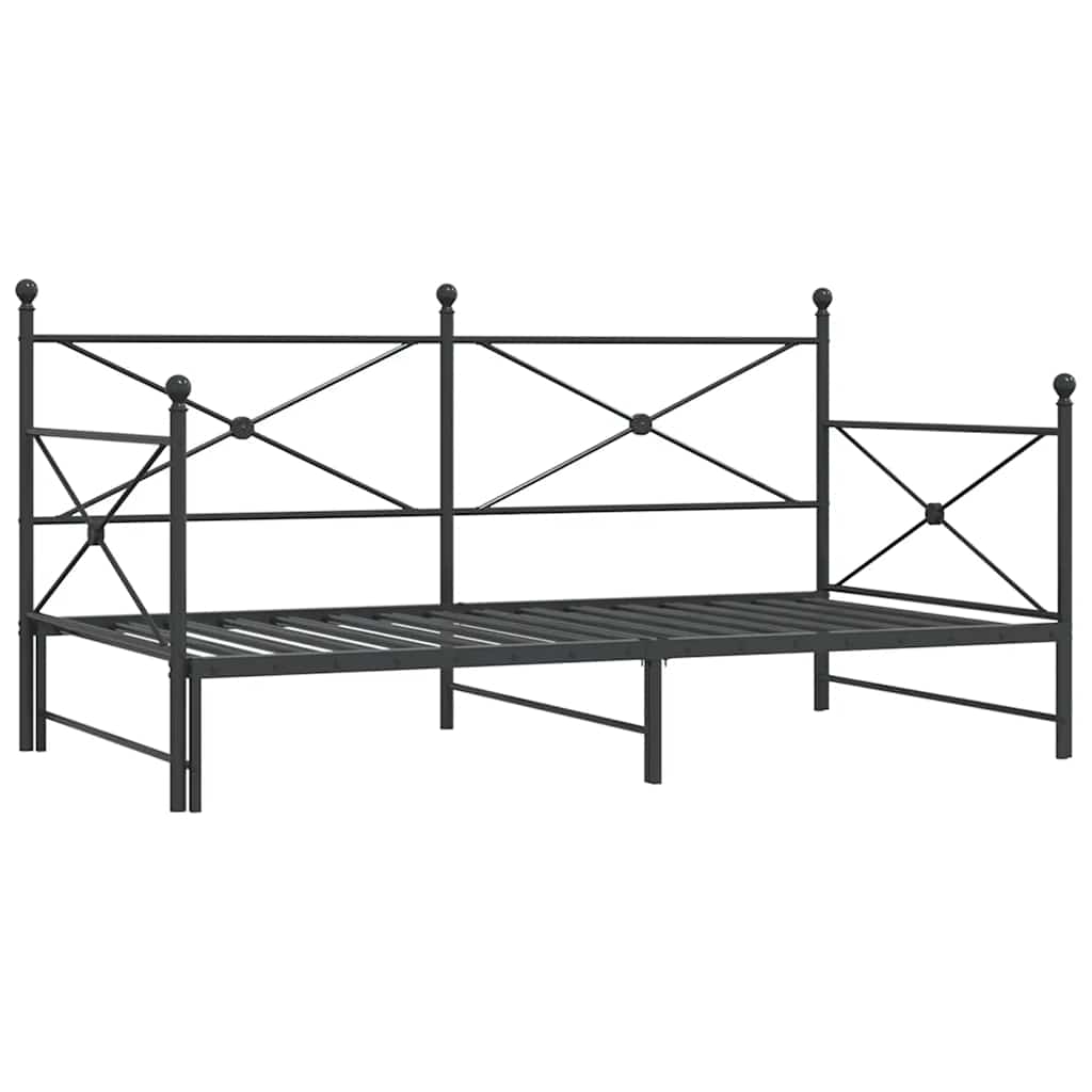 Daybed with Trundle without Mattress Black 100x200 cm Steel