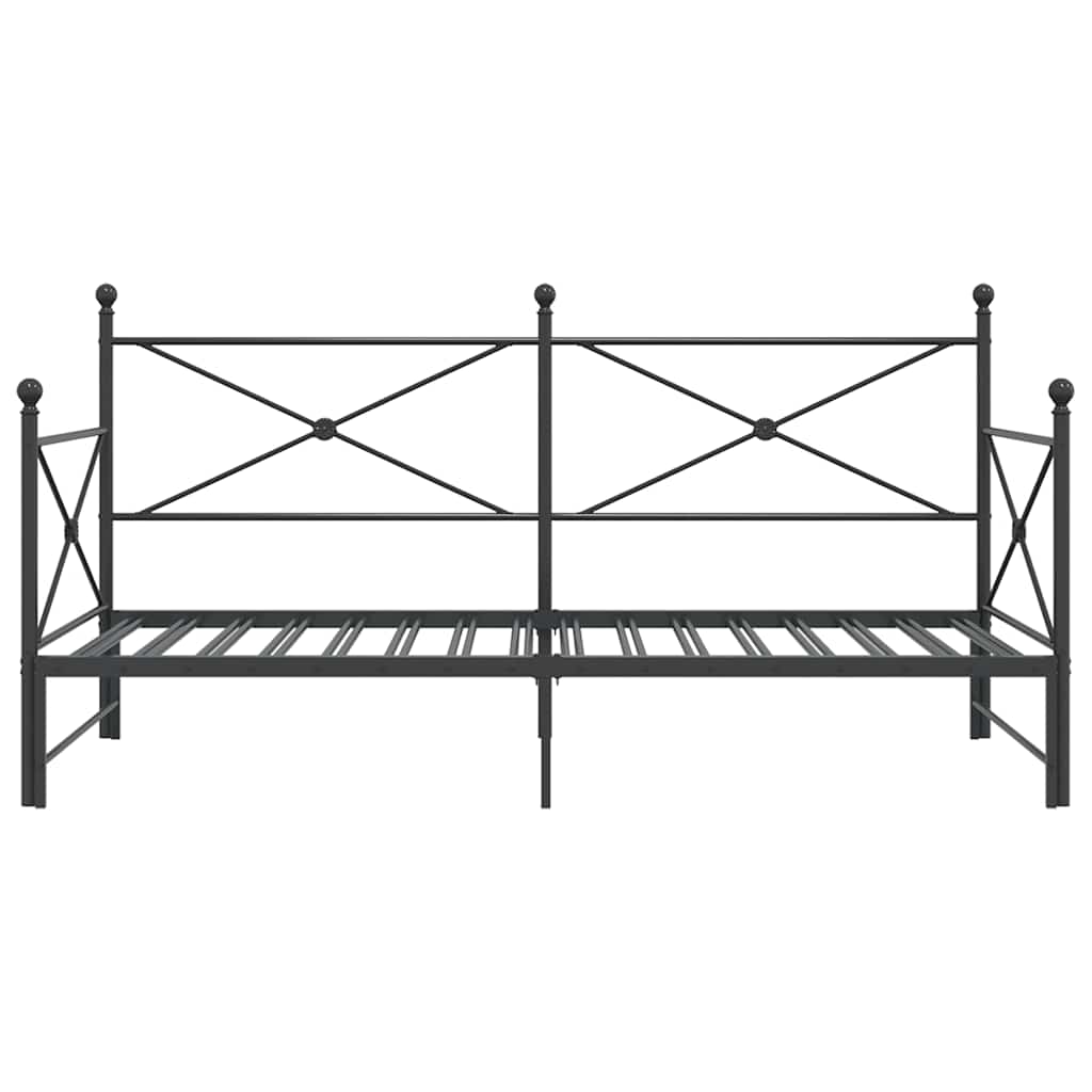 Daybed with Trundle without Mattress Black 100x200 cm Steel