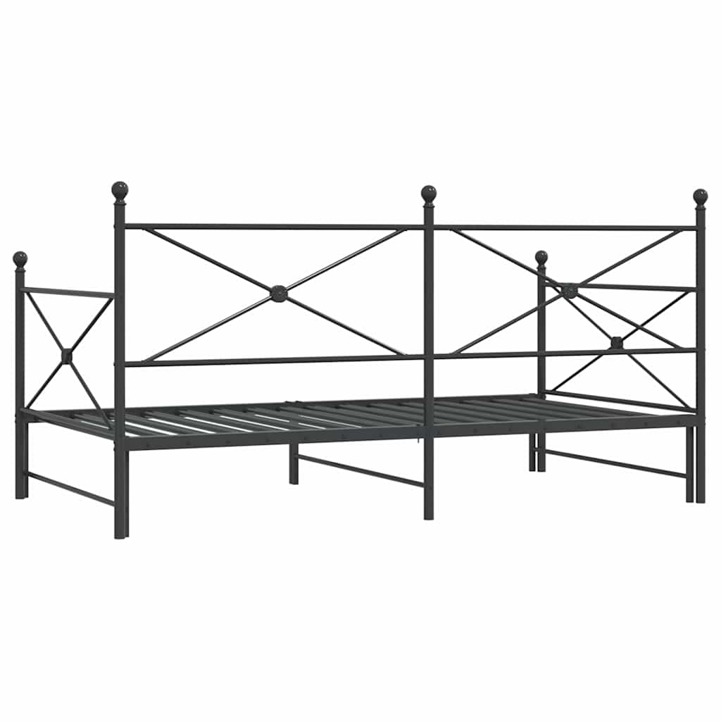 Daybed with Trundle without Mattress Black 100x200 cm Steel