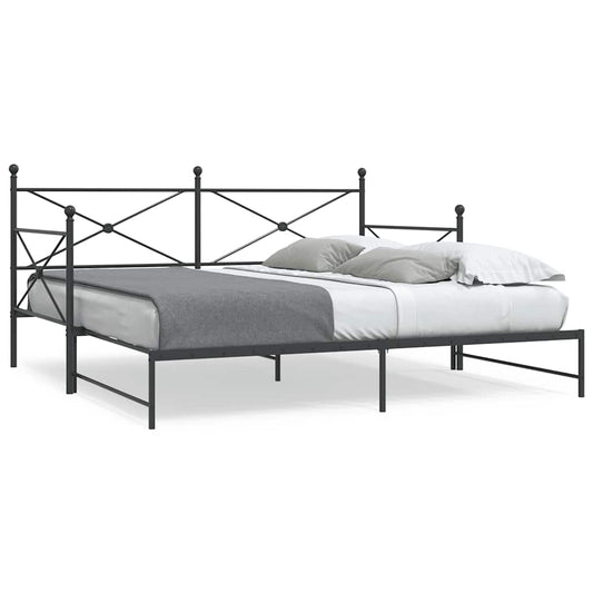 Daybed with Trundle without Mattress Black 100x200 cm Steel