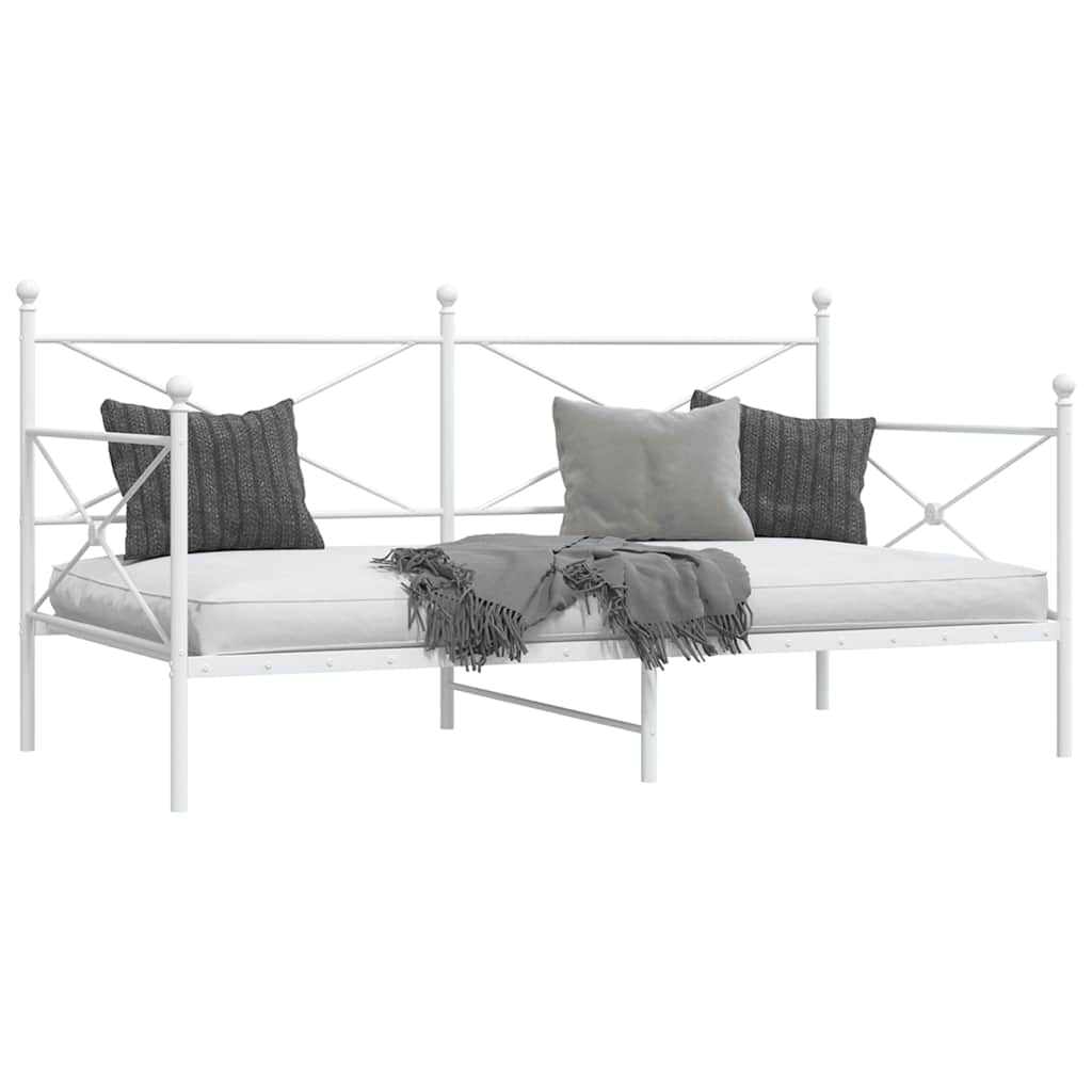 Day Bed without Mattress White 107x203 cm Steel