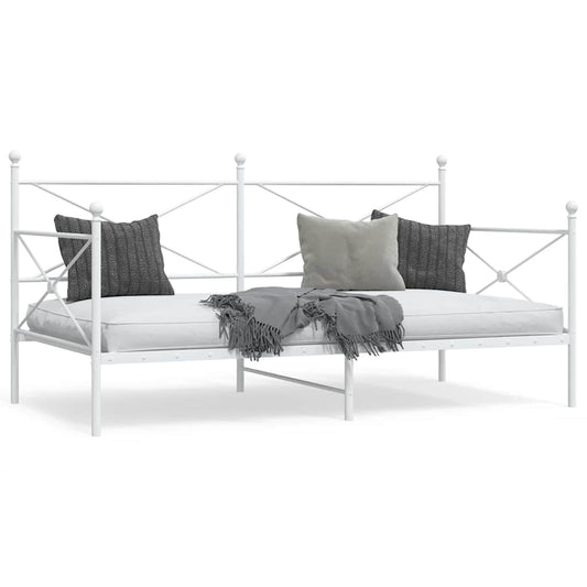 Day Bed without Mattress White 107x203 cm Steel