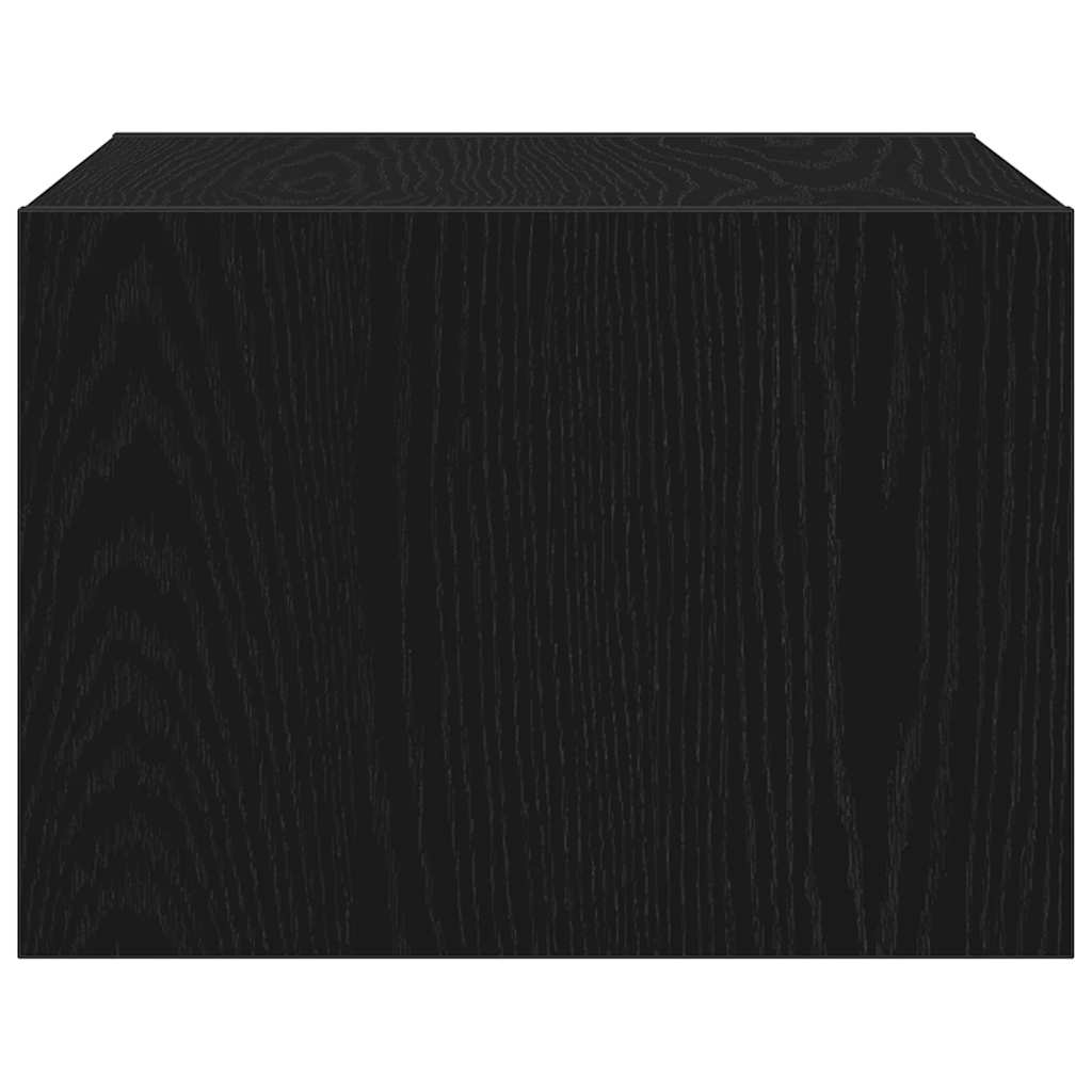 Wall-mounted Bedside Cabinet with LED Lights Black Oak