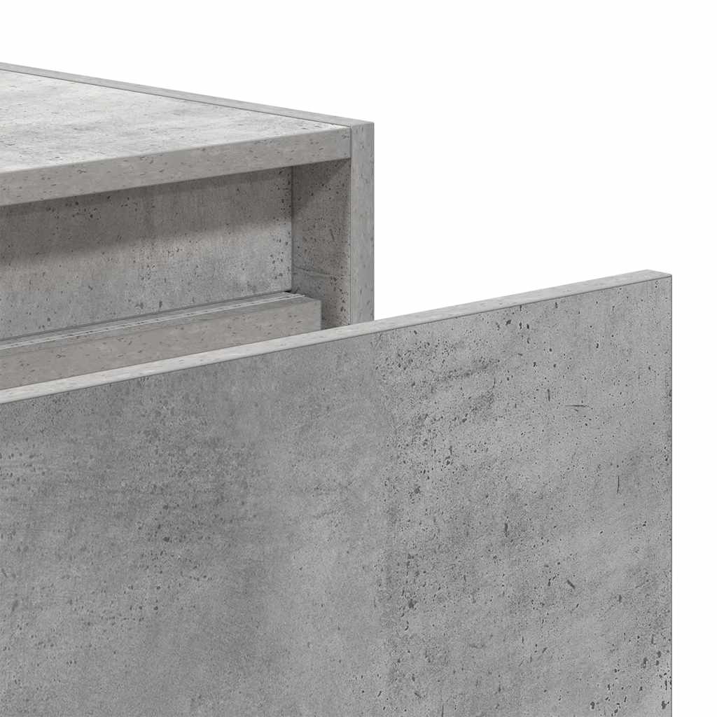 Wall-mounted Bedside Cabinet with LED Lights Concrete Grey