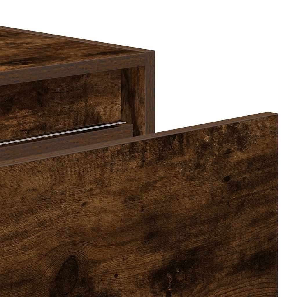 Wall-mounted Bedside Cabinet with LED Lights Smoked Oak