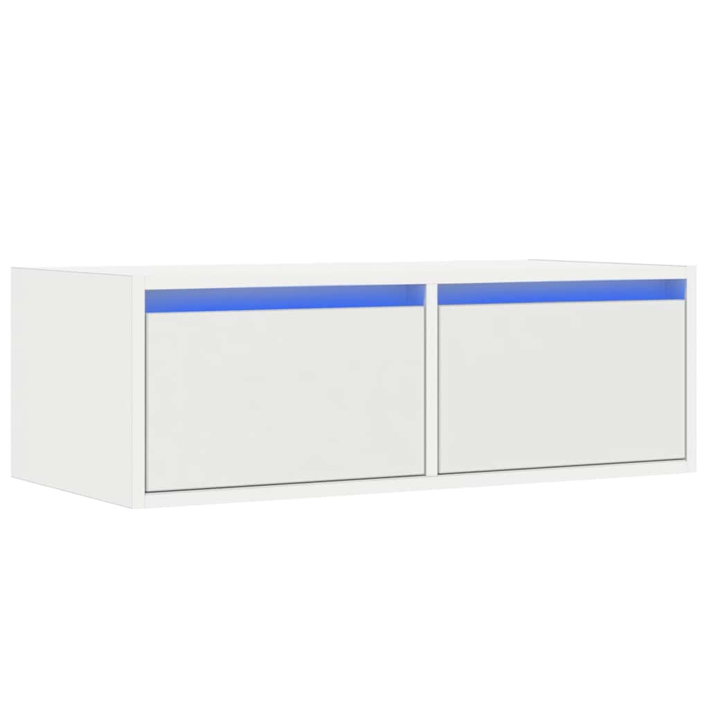TV Cabinet with LED Lights White 75x35.5x25 cm