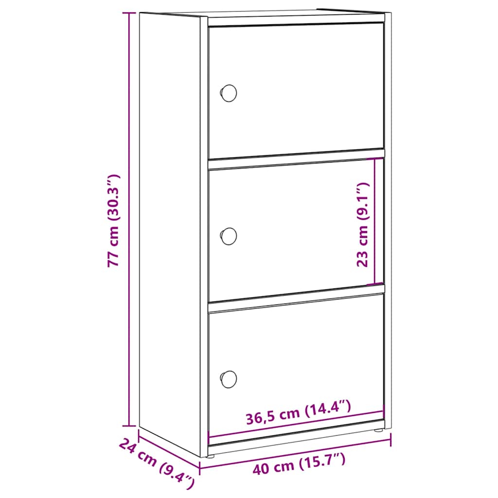 Bookcase Concrete Grey 40x24x77 cm Engineered Wood