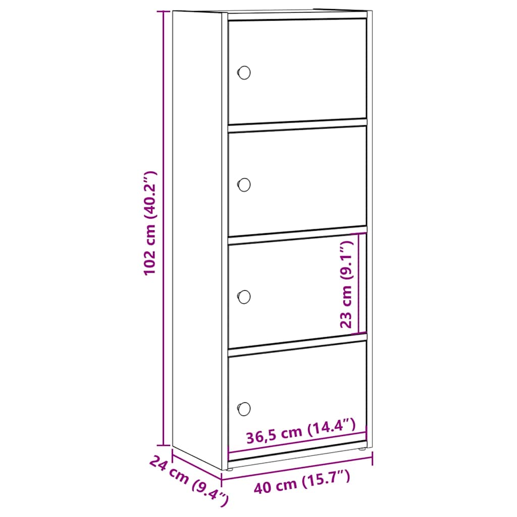 Bookcase Black Oak 40x24x102 cm Engineered Wood