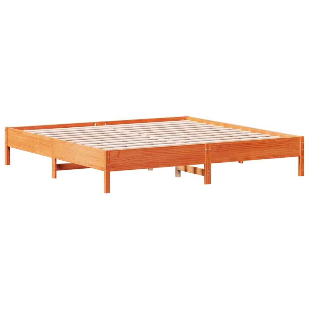 Bed Frame without Mattress Wax Brown 200x200 cm Solid Wood Pine