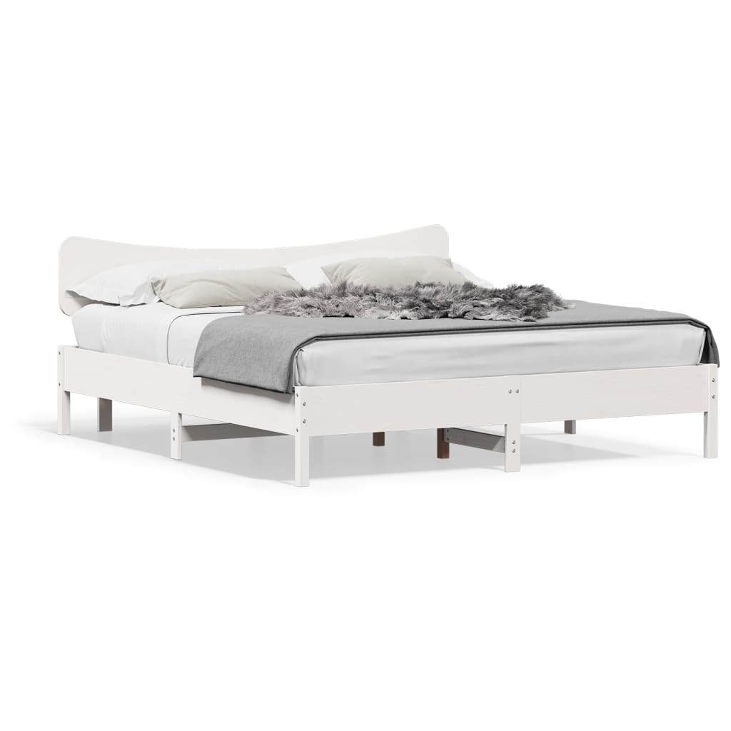 Bed Frame without Mattress White 180x200 cm Super King Solid Wood Pine