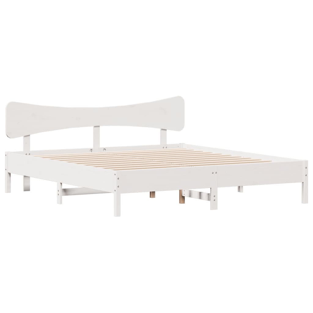 Bed Frame without Mattress White 180x200 cm Super King Solid Wood Pine