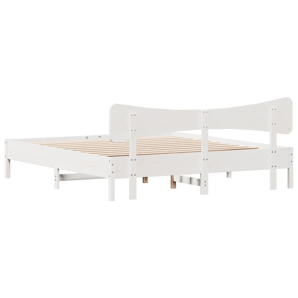 Bed Frame without Mattress White 180x200 cm Super King Solid Wood Pine