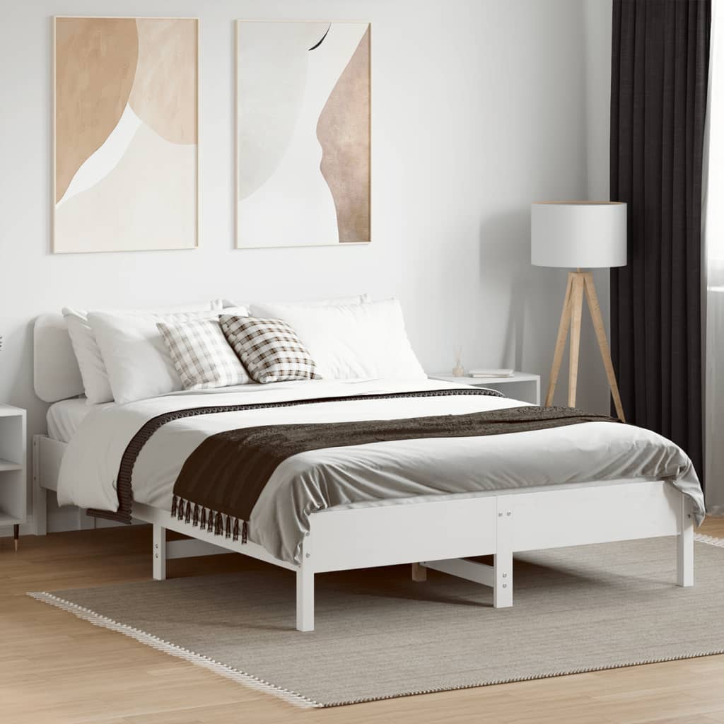 Bed Frame without Mattress White 135x190 cm Double Solid Wood Pine