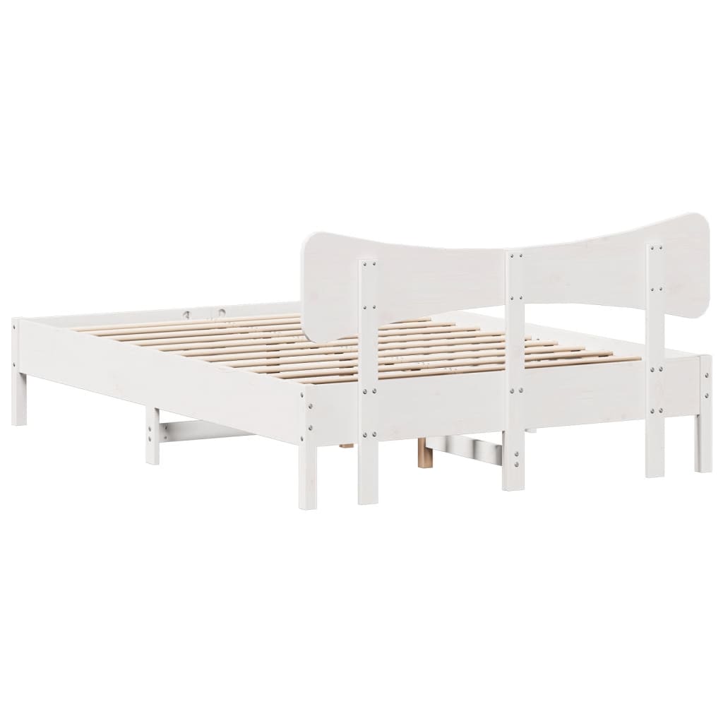 Bed Frame without Mattress White 135x190 cm Double Solid Wood Pine