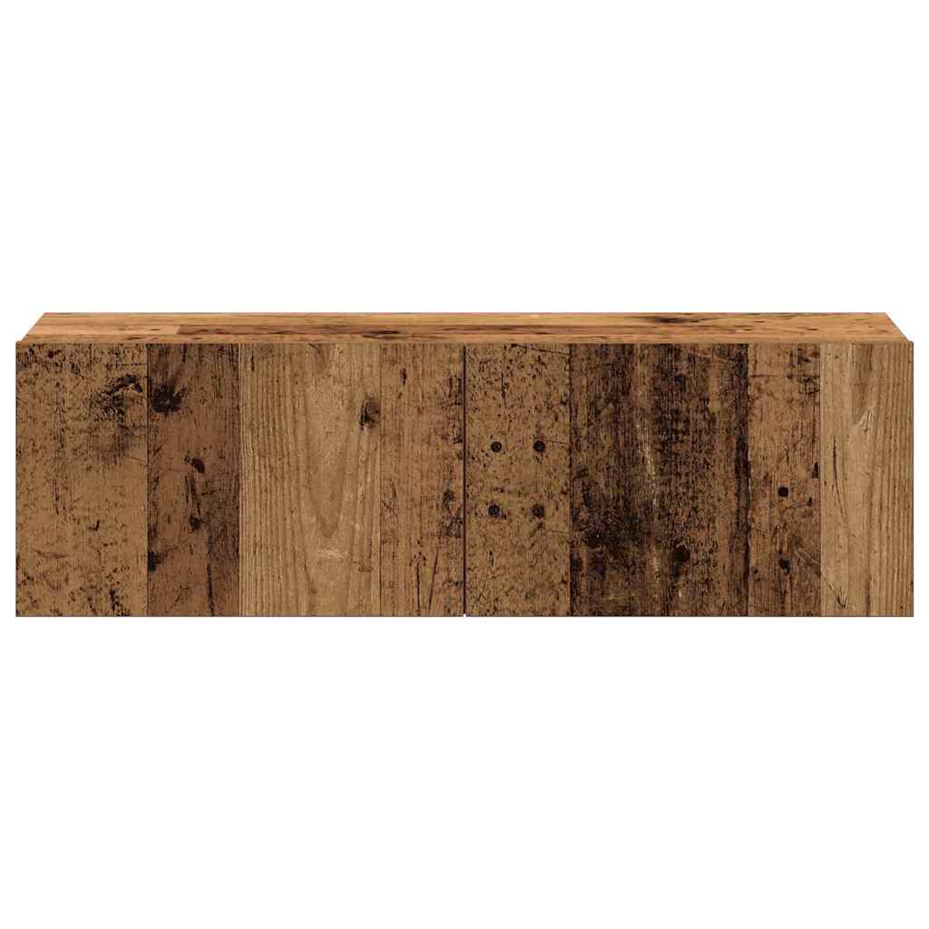 4 Piece TV Cabinet Set Wall-mounted Old Wood Engineered Wood