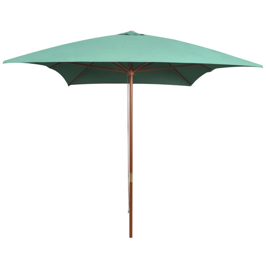 Garden Parasol 200x300 cm Wooden Pole Green
