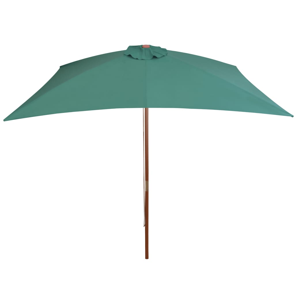 Garden Parasol 200x300 cm Wooden Pole Green