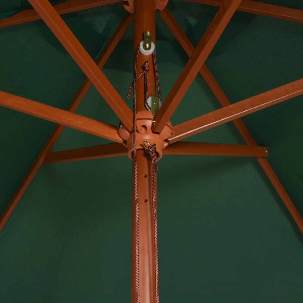 Garden Parasol 200x300 cm Wooden Pole Green