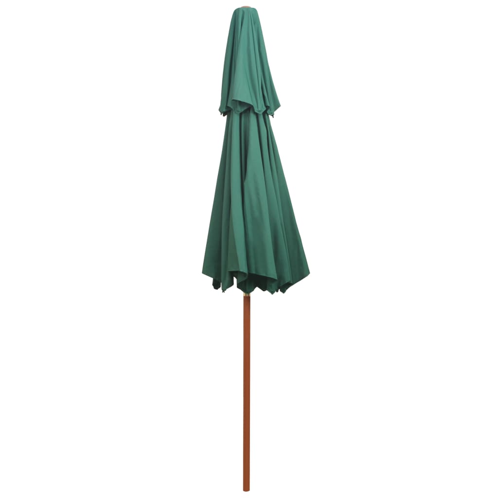 Double Decker Garden Parasol 270x270 cm Wooden Pole Green