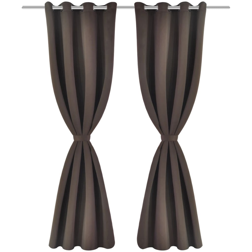 Blackout Curtains 2 pcs with Metal Eyelets 135x175 cm Brown