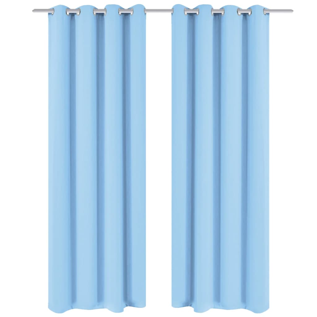 Blackout Curtains 2 pcs with Metal Eyelets 135x175 cm Turquoise