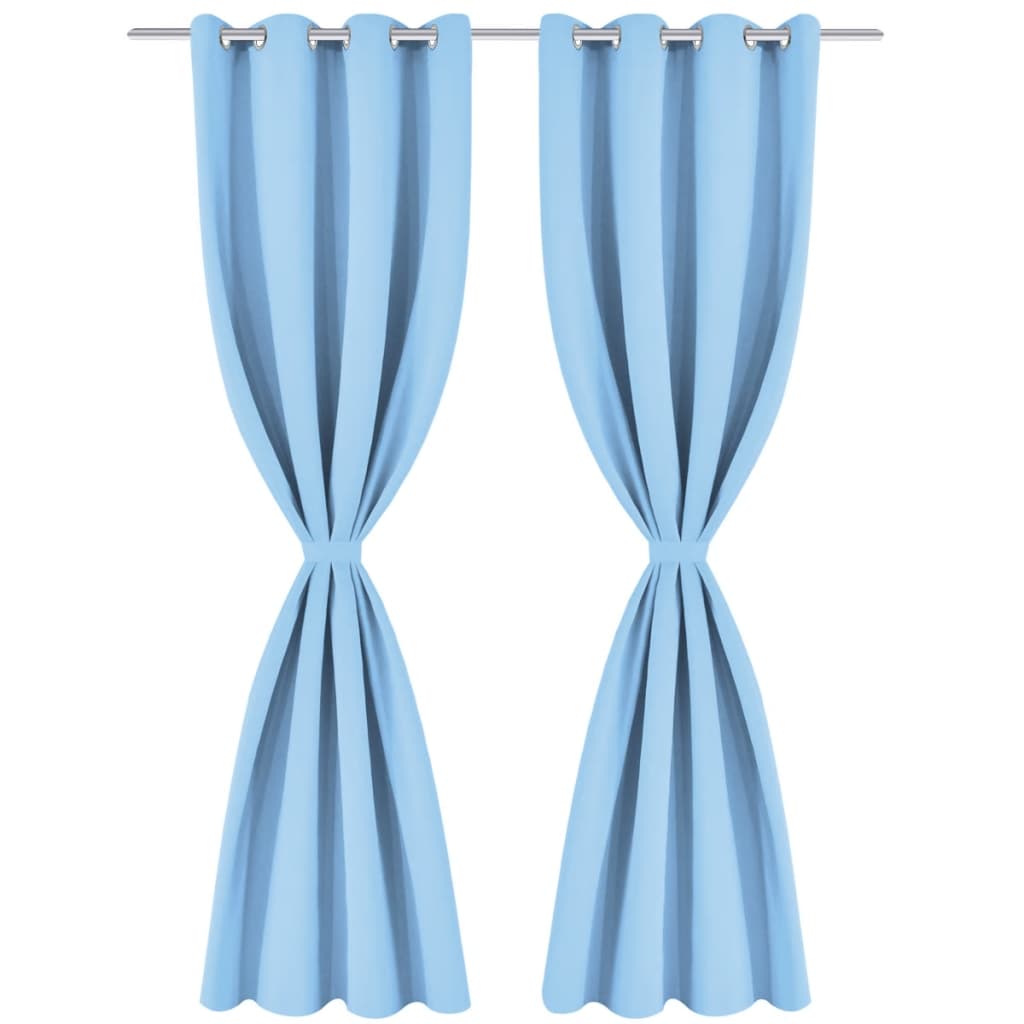 Blackout Curtains 2 pcs with Metal Eyelets 135x175 cm Turquoise