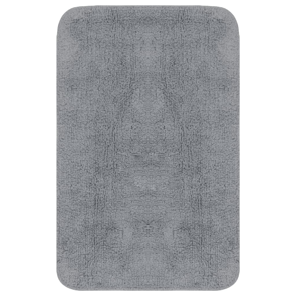 Bathroom Mat Set 3 Pieces Fabric Grey