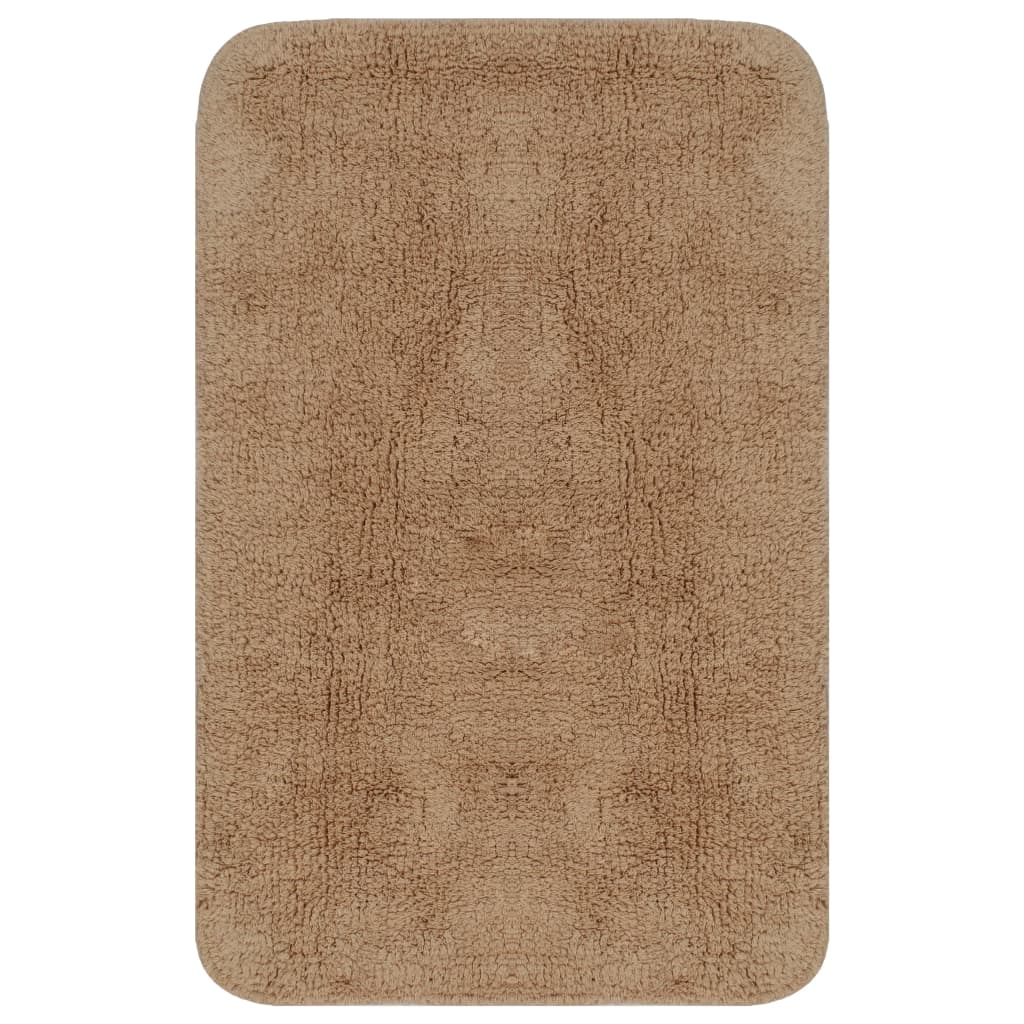 Bathroom Mat Set 3 Pieces Fabric Beige