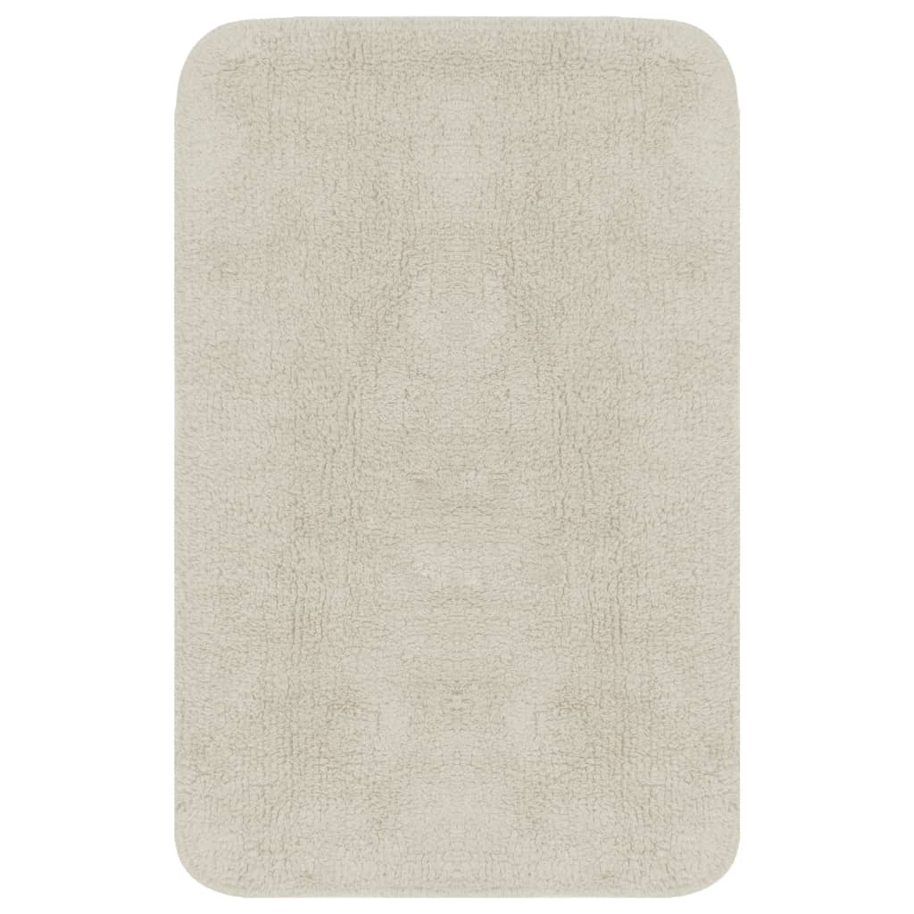 Bathroom Mat Set 3 Pieces Fabric White