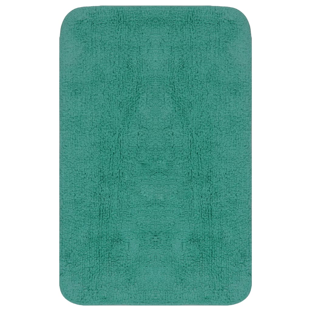 Bathroom Mat Set 3 Pieces Fabric Turquoise